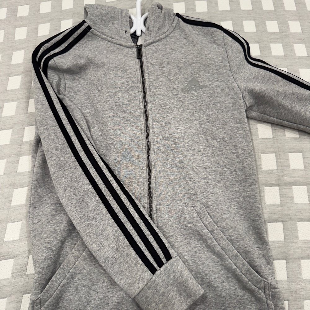 Adidas Grey Zip-Up Hoodie